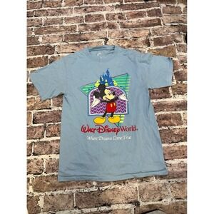Walt Disney World Mickey‎ Mouse Blue T Shirt Size S Men Where Dreams Come True